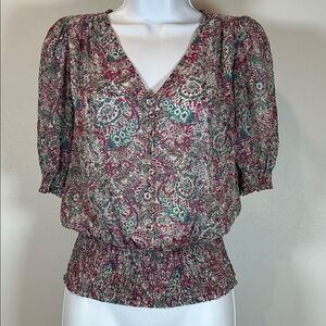 Elegant Paisley V-Neck Blouse